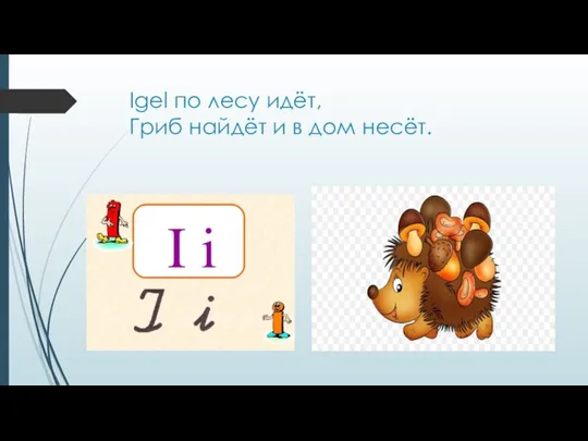 Igel по лесу идёт, Гриб найдёт и в дом несёт.