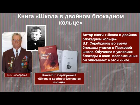 Книга «Школа в двойном блокадном кольце» Книга В.Г. Серебрякова «Школа в двойном