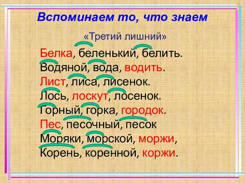 Приставка в слове здесь. Беленький белить корень.